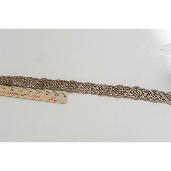 Talbots Womens gold tone Leather Woven Braided Silver Oval Buckle Belt 3X - Picture 4 of 5